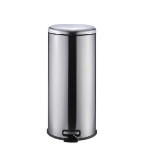 Stainless Steel Round Trash Can 8 Gallon, Lid Garbage Bin for Bathroom, Living Room, Home Office - 1 of 4