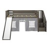 Max & Lily Twin Low Bunk Bed with Stairs and Slide with Curtains - 3 of 4