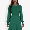 Anna-Kaci Women's Long Sleeve Smocked Maxi Dress with Tiered Skirt and Elegant Crew Neck Design for Stylish Casual Wear - 3 of 4