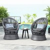 CAVINAS Set of 2 Outdoor Round Rattan Patio Swivel Chairs with Iron Frame & Cushions,Comfy Accent Chair for Garden,Backyard,Balcony,Gray - 2 of 4