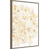 23"x33" Rose floral art in gold by Rosana Laiz Blursbyai Framed Canvas Wall Art Print Bronze - Amanti Art: Hand-Stretched, Modern Decor - 2 of 4