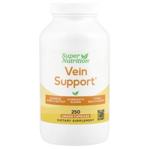 Super Nutrition Vein Support with Diosmin, Butcher's Broom, Horse Chestnut, Bioflavonoids and Enzymes, 250 Veggie Capsules - 1 of 4
