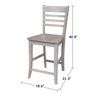 Cosmo Vintage Washed Grey Solid Hardwood 24" Counter Stool
