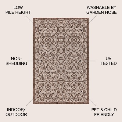 Madrid Vintage Filigree Taupe/Espresso 3'x5' Synthetic Area Rug