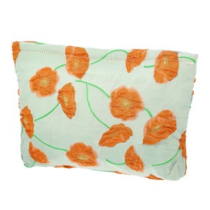 Unique Bargains Zipper Floral Makeup Bags Orange Green 9.84"x7.48" 1 Pc - 1 of 4