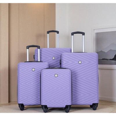 Vynxaria 4-Piece Light Purple ABS Lightweight Luggage Set 16/20/24/28" with 360¡ã Spinner Wheels TSA Lock