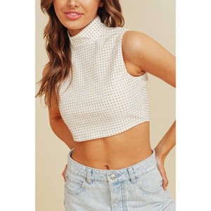 Women's Game Changer Mock Neck Crop Top - Cloud Ten - 1 of 3