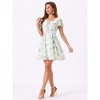 Allegra K Women's Floral Printed Flare Short Sleeve Lace-up V Neck A-Line Chiffon Dress - 3 of 4
