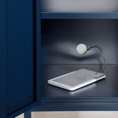 Dark Blue Metal 1-Door Nightstand with Adjustable Shelf