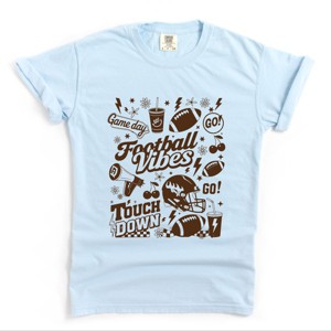 Football Vibes Touchdown Collage - Womens Garment Dyed Tee - 1 of 2