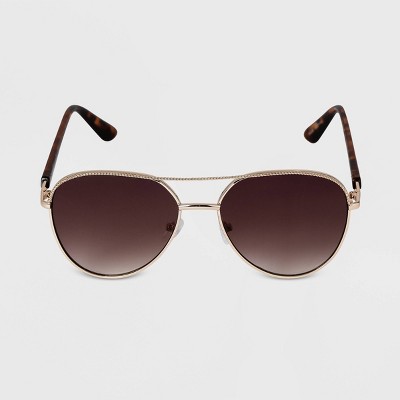 Women's Aviator Metal Sunglasses - A New Day™ Gold