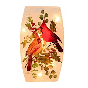 Stony Creek 8.0 Inch Cardinal Christmas Pre-Lit Med Glass Vase Christmas Lighted Glass Accent , Christmas Decor Cardinal Vase Novelty Lighting (1PC) - 1 of 4