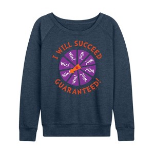 Women's - Dr. Seuss - I Will Succeed Lightweight French Terry Wide Neck Long Sleeve Shirt - 1 of 4