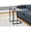 Monarch Specialties Accent Table C-Shaped End Side Snack Living Room Bedroom Metal Laminate Grey Black Contemporary Modern - 2 of 4