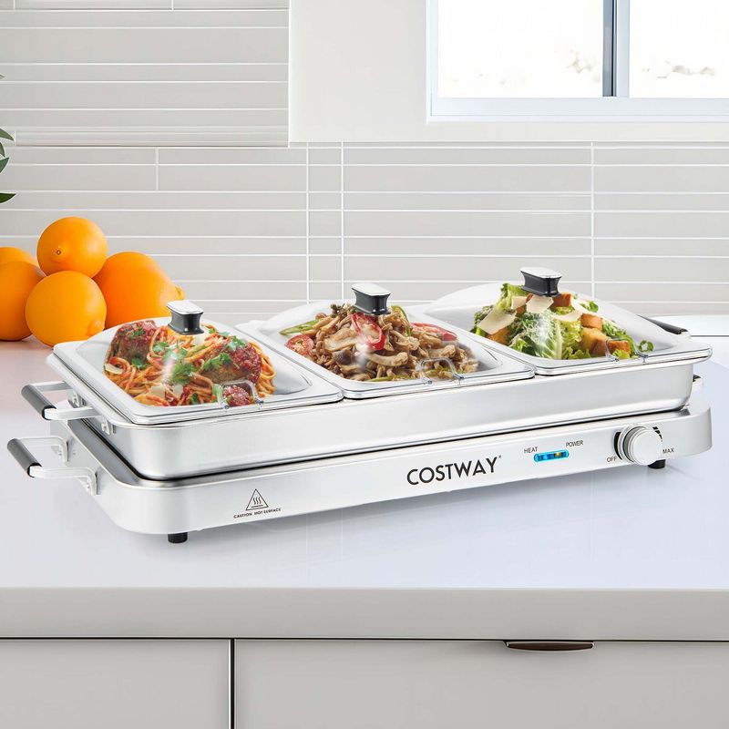 Costway Food Warmer Buffet Server 450W Stainless Steel Electric Warming Tray for Parties, 2 of 11