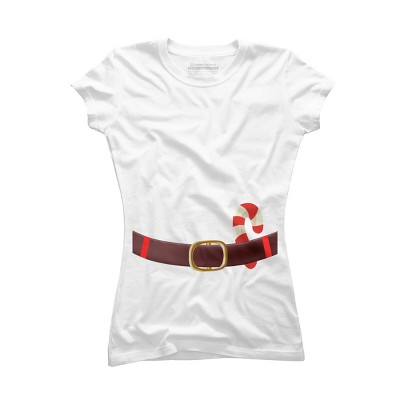 Junior's Design By Humans Christmas Candy Cane Belt By BenX T-Shirt