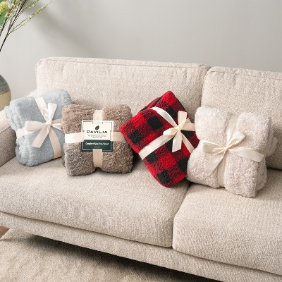 Light Gray Twin Faux Fur Sherpa Fleece Throw Blanket