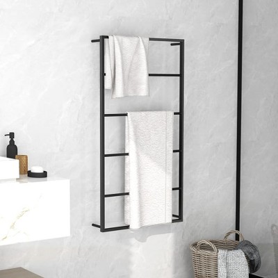vidaXL Towel Rack Black Steel 45.7 in x 23.6 in x 3.9 in Towel Rack