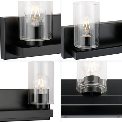 Goodwin 21'' Matte Black Steel Vanity Light with Clear Glass Shades