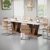Lirago 47.24"L x 31.5"W Farmhouse Dining Table - Rustic White & Oak Engineered Wood Rectangular Table with Pedestal Base, Seats 4-6 - 4 of 4