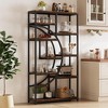 Tall Industrial Bookshelf, Wood Open Display Shelf, Moon Design Bookshelf with 9 Tiers - image 4 of 4