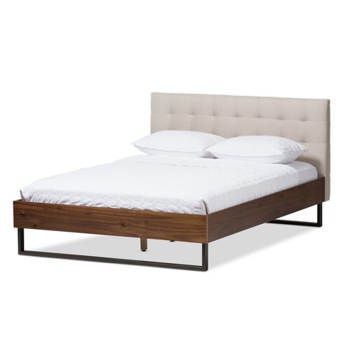 Wood and deals fabric platform bed