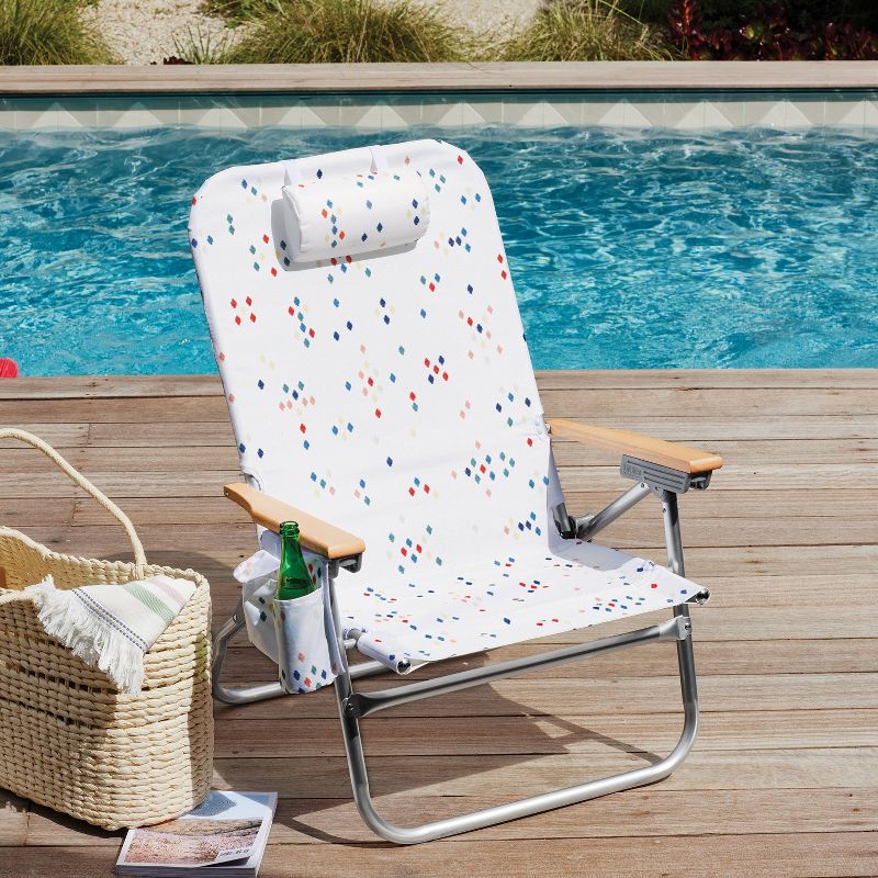Recycled Fabric Aluminum High Sitting Outdoor Portable Beach Chair with Pillow White - Threshold&#8482;, 3 of 9