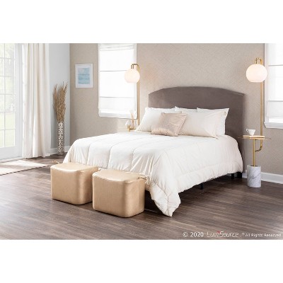 Contemporary White & Gold Marble-Base Floor Lamp with Side Table