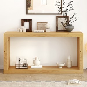 Square-Shaped Design Console Table with Bottom Shelf, Multi-Functional Entryway Table for Entrance, Corridor, Living Room, or Foyer - 1 of 4