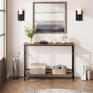 Console Table, Entryway Table with Storage, 39.3" Rustic Sofa Table with Adjustable Shelf, Console Table for Living Room, Entryway - 1 of 4