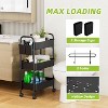 Simple Trending 3 Tier Rolling Storage Cart, Utility Organizer Shelves with Wheels for Kitchen Bathroom, Basket 17.5"x12" Black - 2 of 4