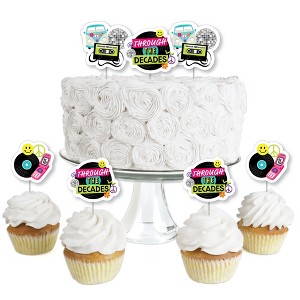 Big Dot of Happiness Through the Decades - Dessert Cupcake Toppers - 50s, 60s, 70s, 80s, and 90s Party Clear Treat Picks - Set of 24 - 1 of 4