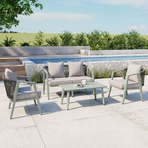 CAVINAS Patio Table and Chairs Set, Comfortable Outdoor Patio Set, Modern All-Weather Porch Furniture Sets for Garden - 1 of 4