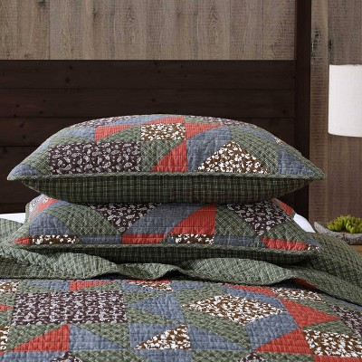 Full Patchwork Cotton Reversible Quilt Set in Brown