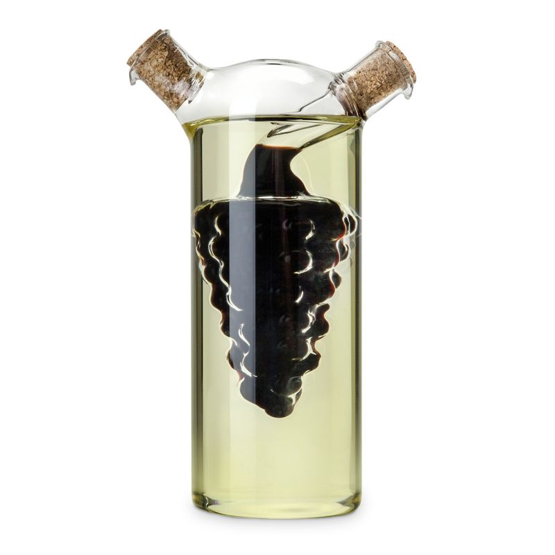 Twine Living 2-In-1 Oil & Vinegar Dispenser Cruet Bottle with Cork Stoppers, Hand Blown Glass, Clear Finish, 6 of 10