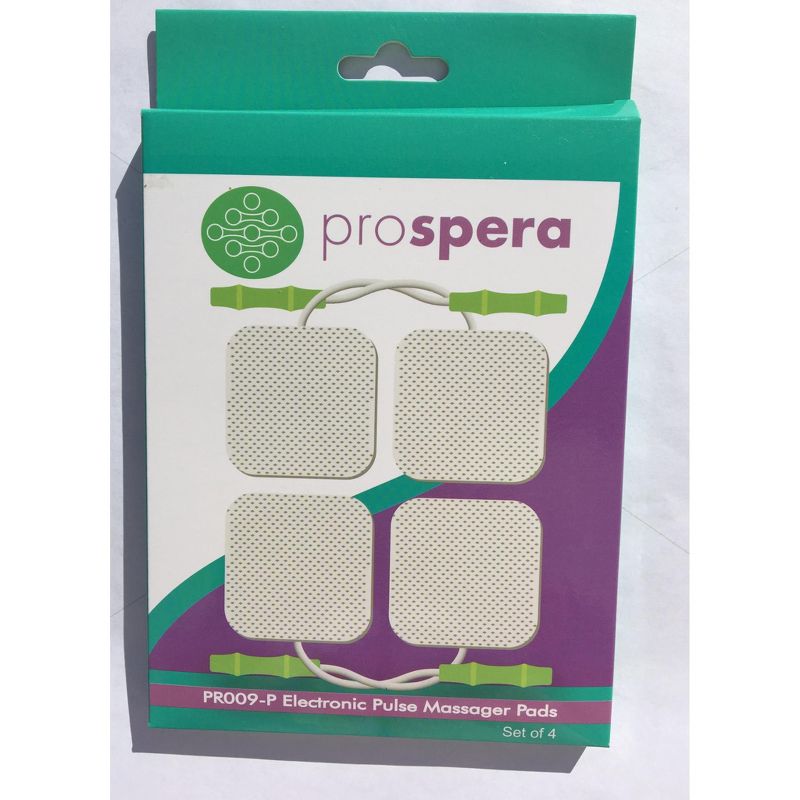Prospera Electronics Pulse Massager Refill Pads (4) full color retail packaging, 1 of 4