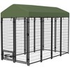 PawHut Outdoor Dog Kennel with Rotating Bowl Holders, Dog Playpen Fence with Waterproof Cover, 8' x 4' x 6', Green - 4 of 4