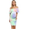 Clearlove Maternity Dress Women's Off Shoulder Casual Maxi Dress Maternity Dress for Babyshower Photography - 3 of 4