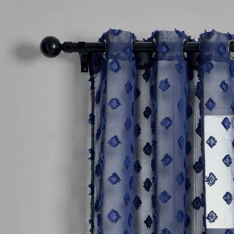 Set of 2 (84"x38") Textured Dot Grommet Sheer Window Curtain Panels - Lush Décor, 3 of 8