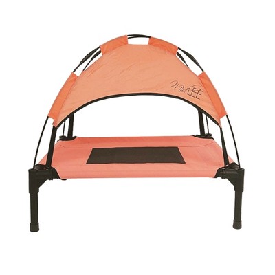 Small Salmon Elevated Outdoor Dog Cot with Canopy