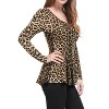 INSPIRE CHIC Women's Long Sleeves Padded Shoulder Scoop Neck Printed Peplum Shirt - 4 of 4