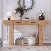 Okak Vintage Wood Veneer Console Table with 2 Storage Drawers & Charging Solution,Long Entryway Table for Foyer,Hallway,Living Room - 4 of 4