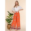 Slickblue Women's Wide Leg Woven Pants, Border Print Design, Smocked Waist, Stretch Fabric, Orange, Size S-L - 4 of 4