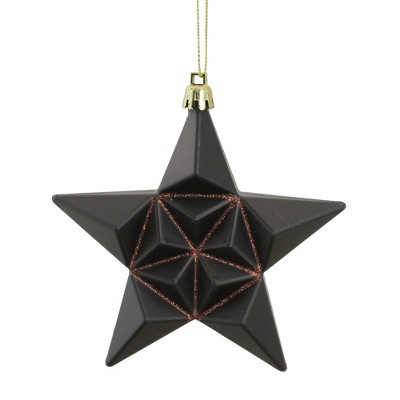 Northlight 12ct Matte Glittered Star Shatterproof Christmas Ornament Set 5" - Brown