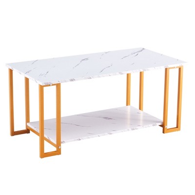 Dexmalle Marble MDF Rectangle Tabletop Iron Coffee Table