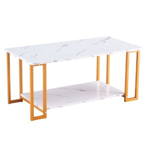 Dexmalle Marble MDF Rectangle Tabletop Iron Coffee Table - 1 of 4