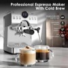 Kismile 2 Cup Stainless Steel Espresso Machine with LED Display, Cold Brew and Milk Frother Steam Wand for Latte and Cappuccino - 3 of 4