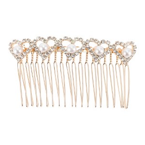 Unique Bargains Women's Heart Shape Hair Comb Insertion Tool Gold Tone 1 Pc - 1 of 3