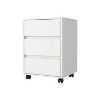 Okak 3-Drawer Mobile File Cabinet with Roller Blade Wheels, Locking Swivel Casters & Metal Gliders, Wood Storage for Bedroom/Office, White - 3 of 4