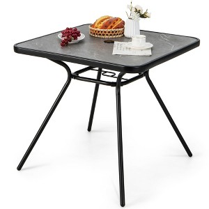 Costway Outdoor Dining Table 32'' x 32'' Patio Bistro Table with Umbrella Hole for 4 Persons - 1 of 1